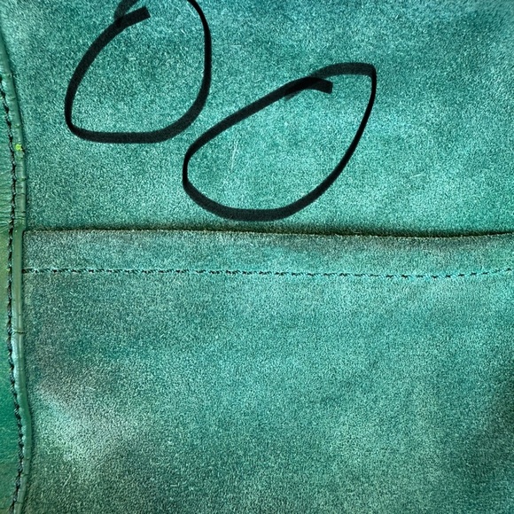 B. MAKOWSKY Gianna Green Leather Suede Hobo Shoulder Bag Silver Hardware 14x12” - Picture 12 of 16